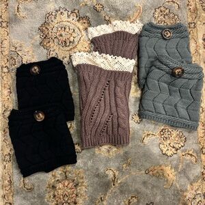 Knit Boot Cuffs Set with Buttons